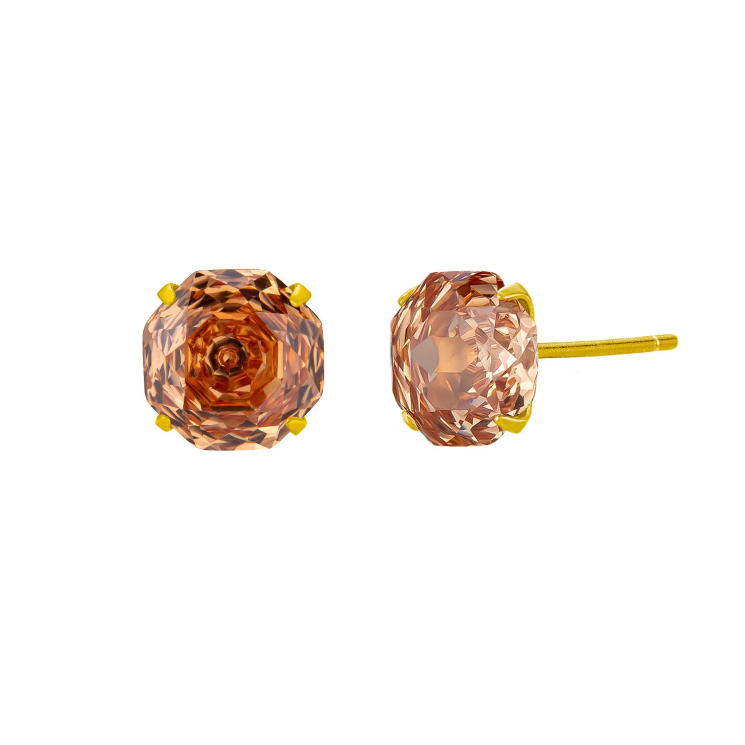 S925 Sterling Silver Millennial Rose-cut Cubic Zirconia Stud Earrings For Women