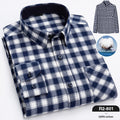 Spring New Mens Casual Fashionable Pure Cotton Brushed Flannel Plaid Long-Sleeve Shirt