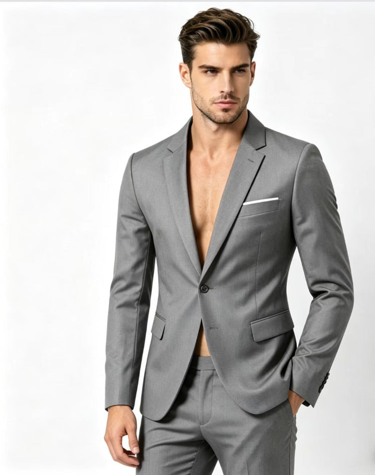 Springautumn Men's Fashionable Solid-color Slim-fit Suit