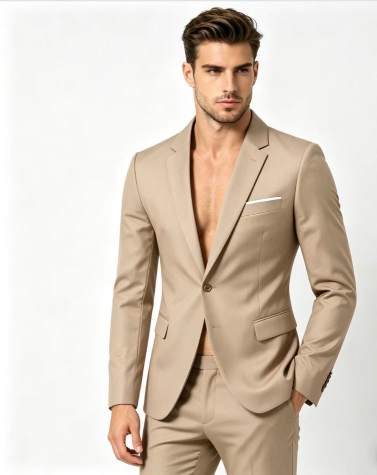 Springautumn Men's Fashionable Solid-color Slim-fit Suit