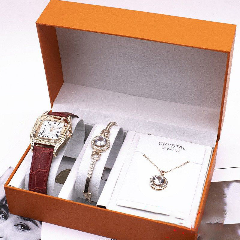 1.Wrist Watch Set Foreign Trade Watches Women New Necklace Bracelets Wristwatches Women