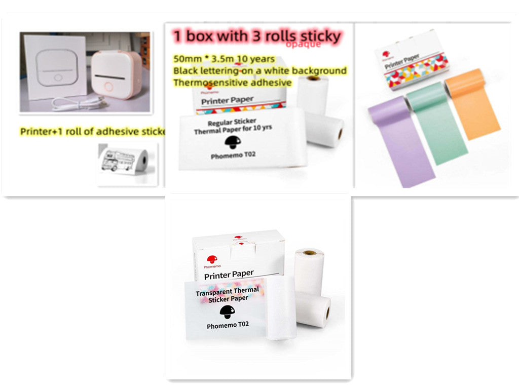 *Portable Mini Thermal Label Printer Home Photo Printer Student Wrong Question Printer Bluetooth-compatible Mini Label Printer Price Tag