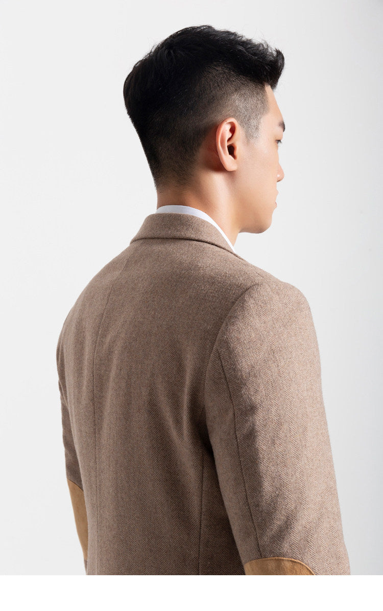 Retro Light Khaki European Style Casual Single Suit