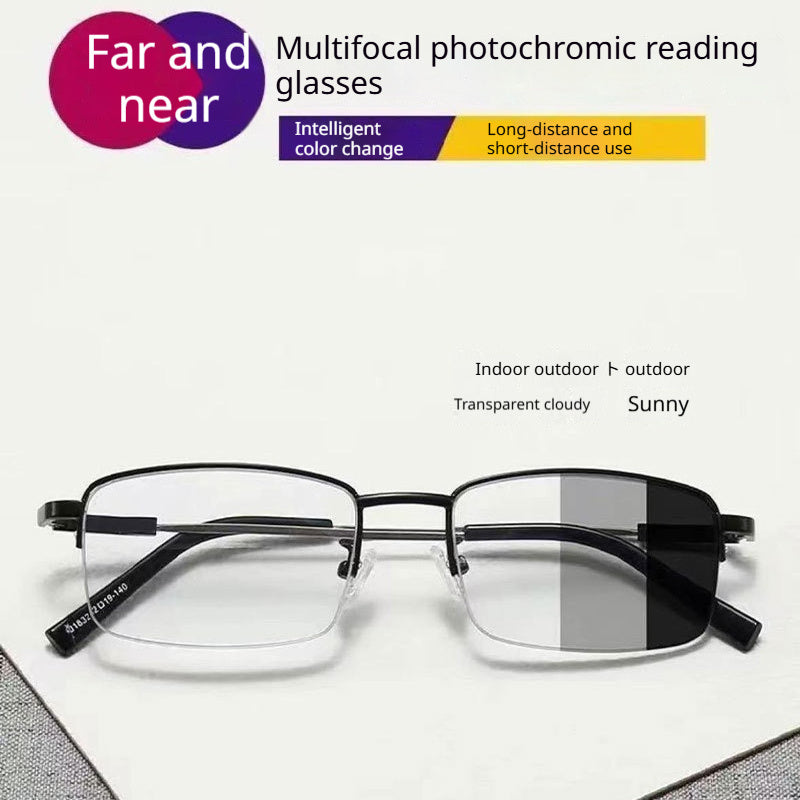 Color-changing Bifocalmultifocal Reading Glasses With Progressive Lenses