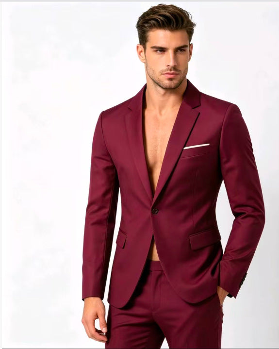 Springautumn Men's Fashionable Solid-color Slim-fit Suit