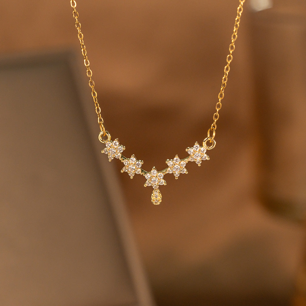 Fashionable Minimalist Internet-celebrity-style Versatile Single-diamond Pendant Necklace