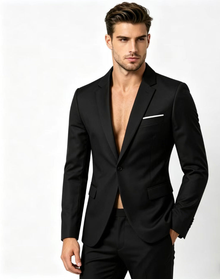 Springautumn Men's Fashionable Solid-color Slim-fit Suit