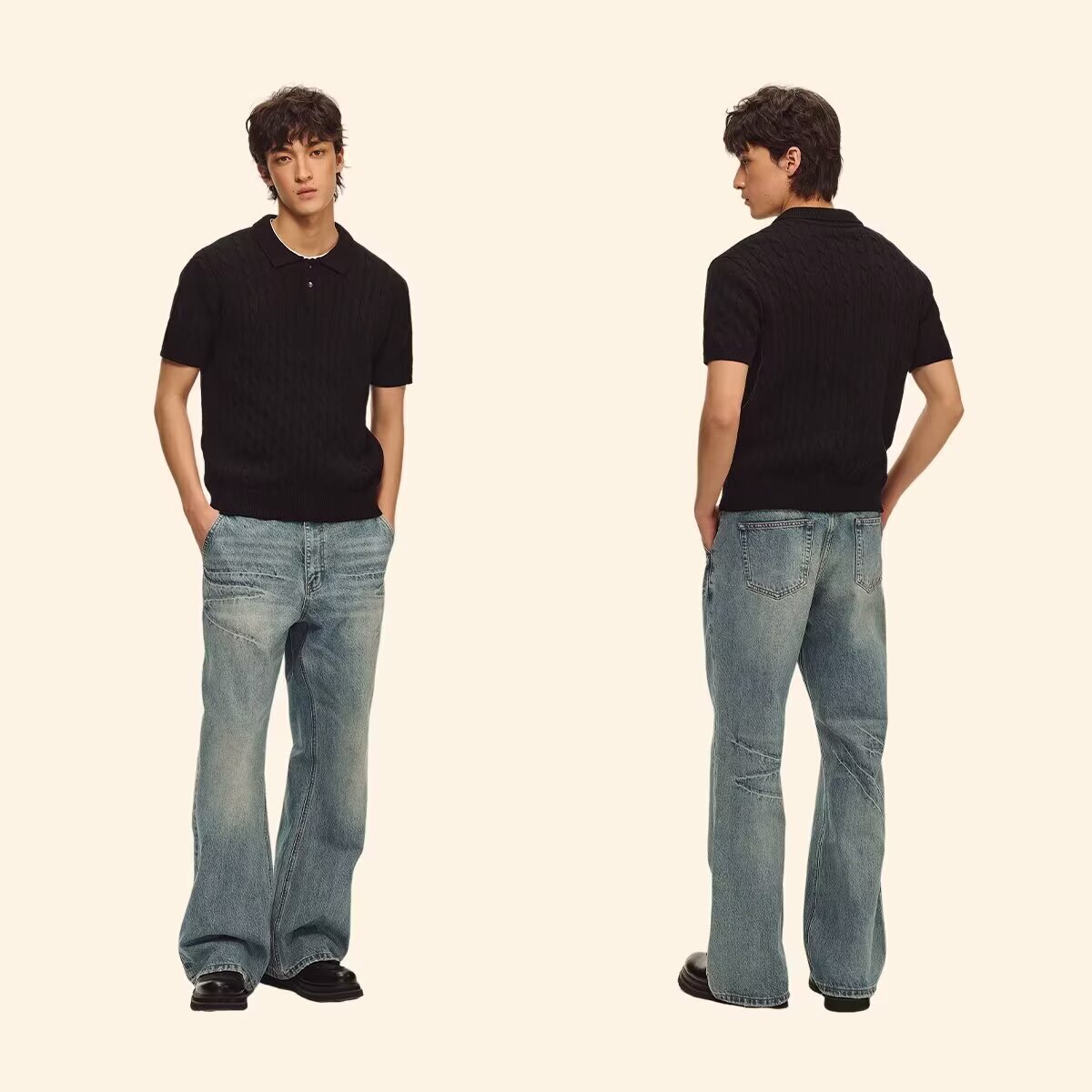 Men's Casual Loose All-Match Summer Linen-Textured Knitted Polo Shirt