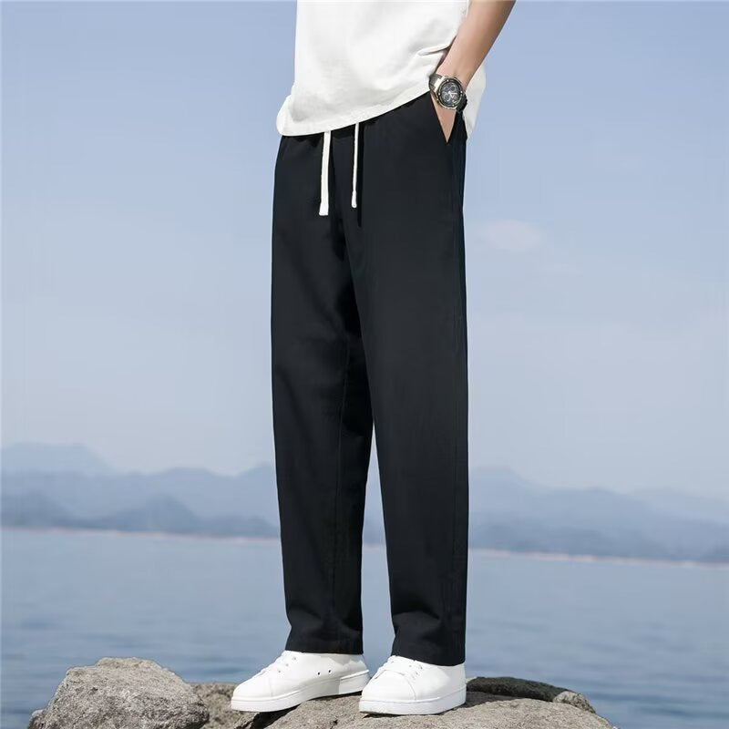 Men's Wide-Leg Loose All-Match Straight-Leg Linen Trousers