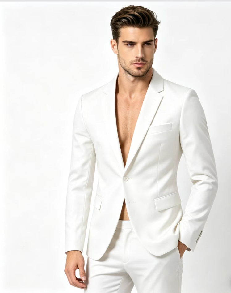 Springautumn Men's Fashionable Solid-color Slim-fit Suit
