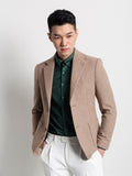 Retro Light Khaki European Style Casual Single Suit