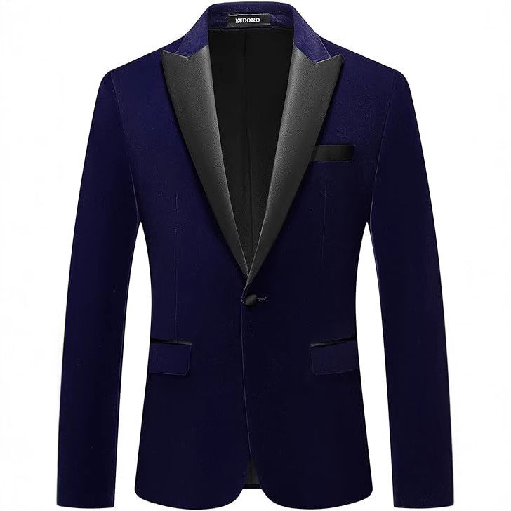 Men's Velvet Lapel Single-Buckle Suit Jacket