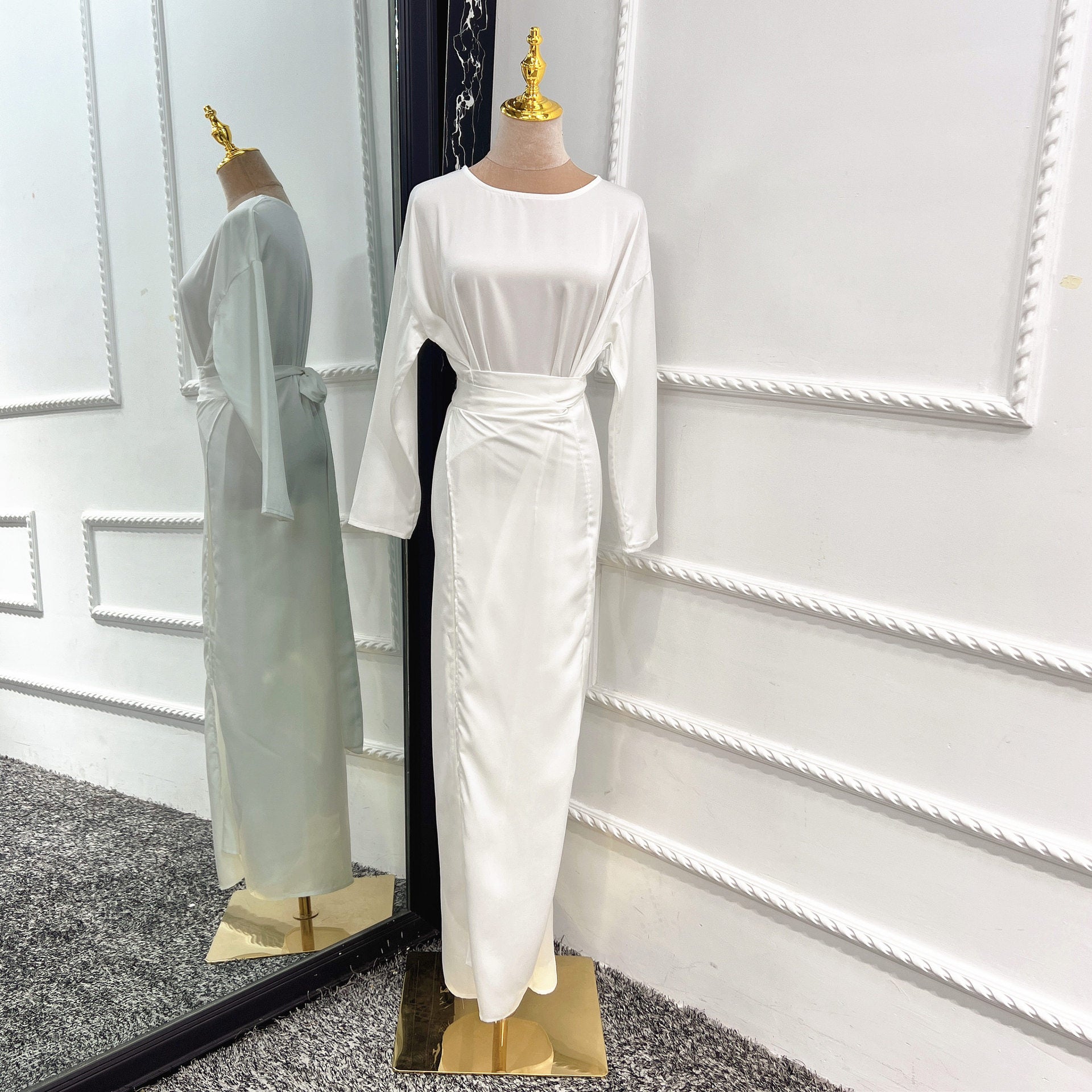 102.Soft Waist Dress Satin Women