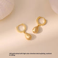 18K Gold-Plated Matte Brushed Waterdrop Earrings For Women