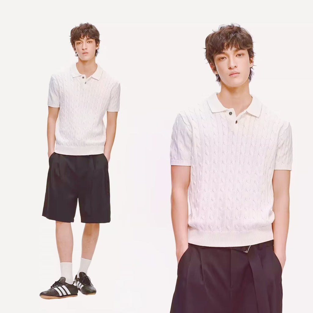 Men's Casual Loose All-Match Summer Linen-Textured Knitted Polo Shirt