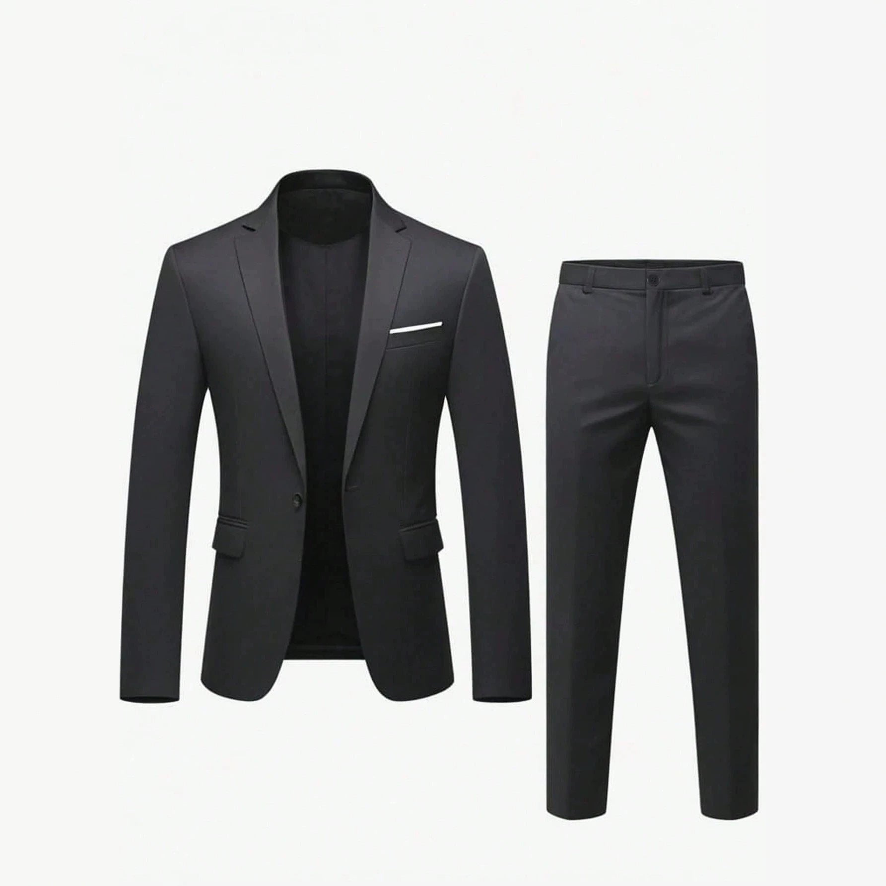 Mens Solid-Colored Suit Formal Gentlemans Suit Set