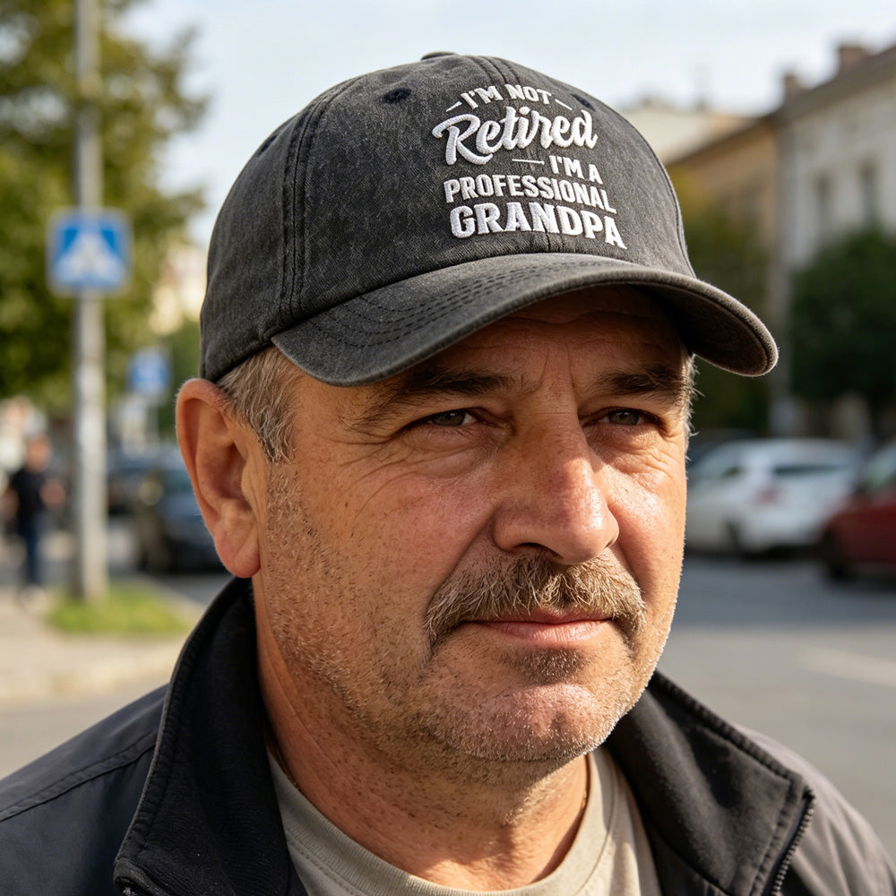 I'm Not Retired I'm A Professional Grandpa Hat - Funny Washed Cotton Baseball Cap For Men