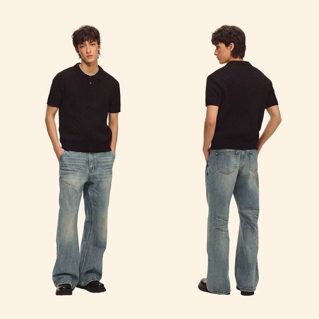 Men's Casual Loose All-Match Summer Linen-Textured Knitted Polo Shirt