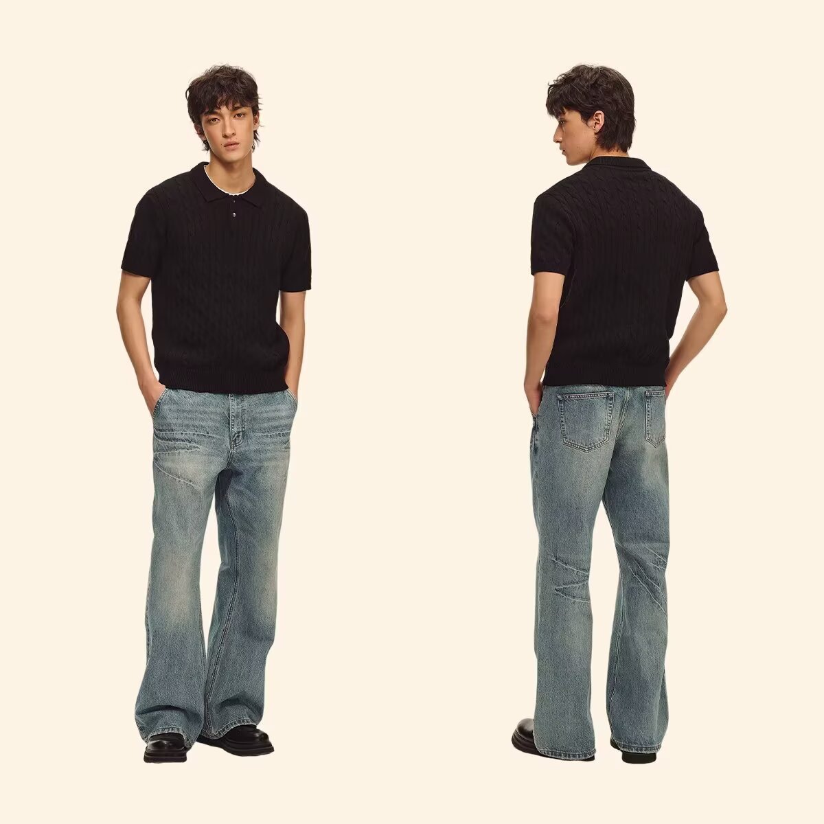 Men's Casual Loose All-Match Summer Linen-Textured Knitted Polo Shirt