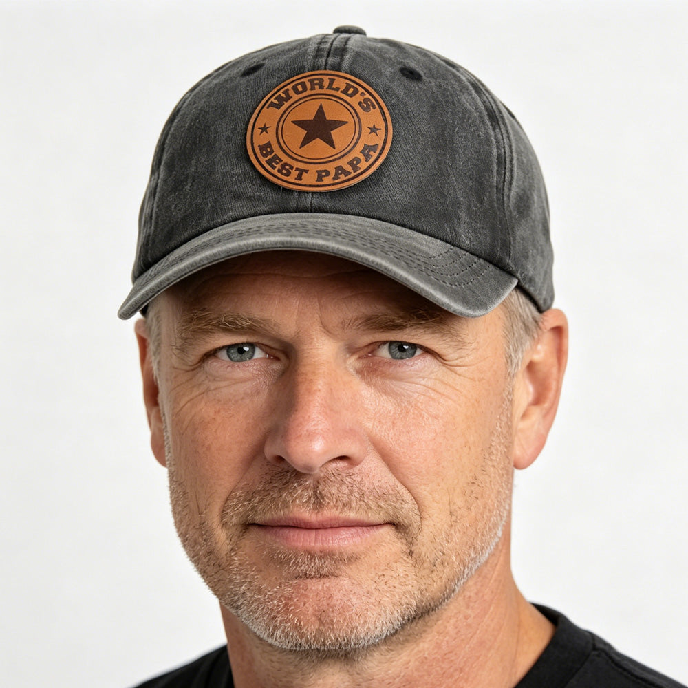 World's Best Papa Baseball Cap - Vintage Washed Cotton Hat For Men, Adjustable Unstructured Trucker Cap, Perfect Gift For Dad Father