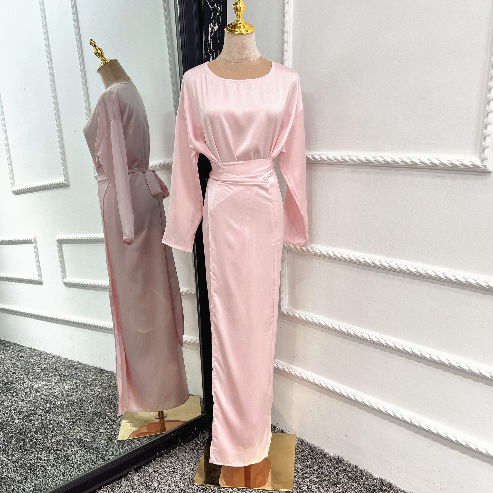 102.Soft Waist Dress Satin Women