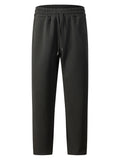 Solid-color Checkered Drawstring Mens Straight-leg Casual Trousers