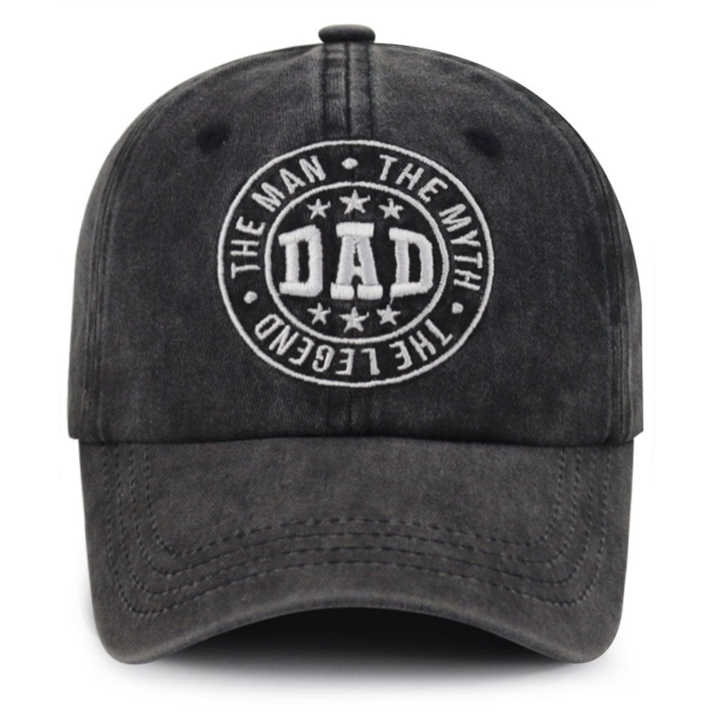 DAD The Man The Myth The Legend Vintage Washed Baseball Cap, Funny Hat For Men, Adjustable Cotton Trucker Cap