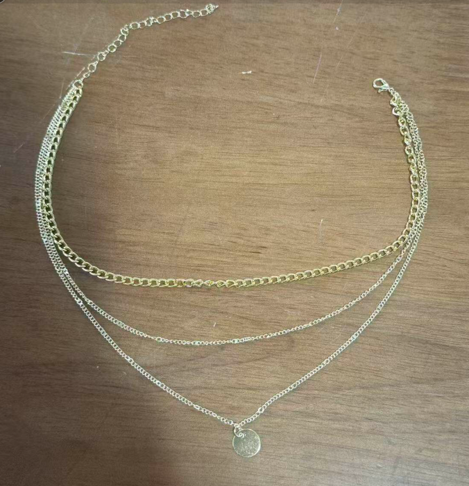 Women's Multilayer Necklace Ins Fashion Disc Pendant Clavicle Necklace Chains Personality Jewelry