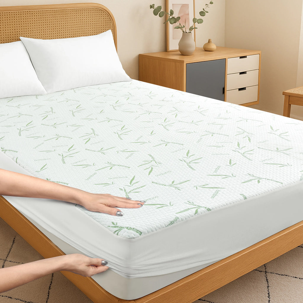 Lux Decor Mattress Protector, Cooling Rayon dervied from Bamboo Viscose, 100% Waterproof - Fitted Sheet Style, Deep Pocket