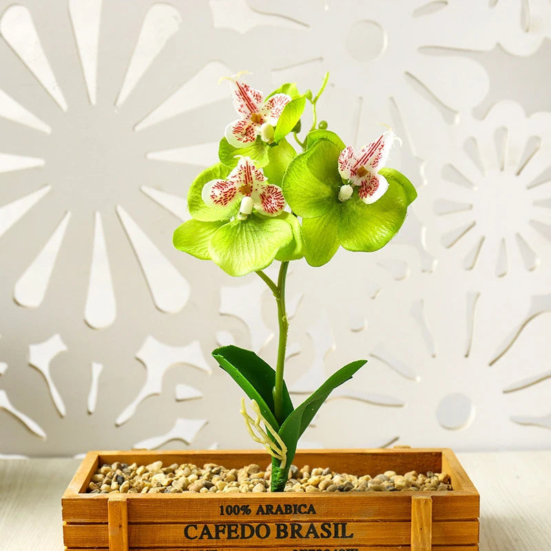 Silk Butterfly Orchid Artificial Flowers Bonsai Orchid Phalaenopsis Flower Pot Home Wedding Decoration Arrangements Fake Plants