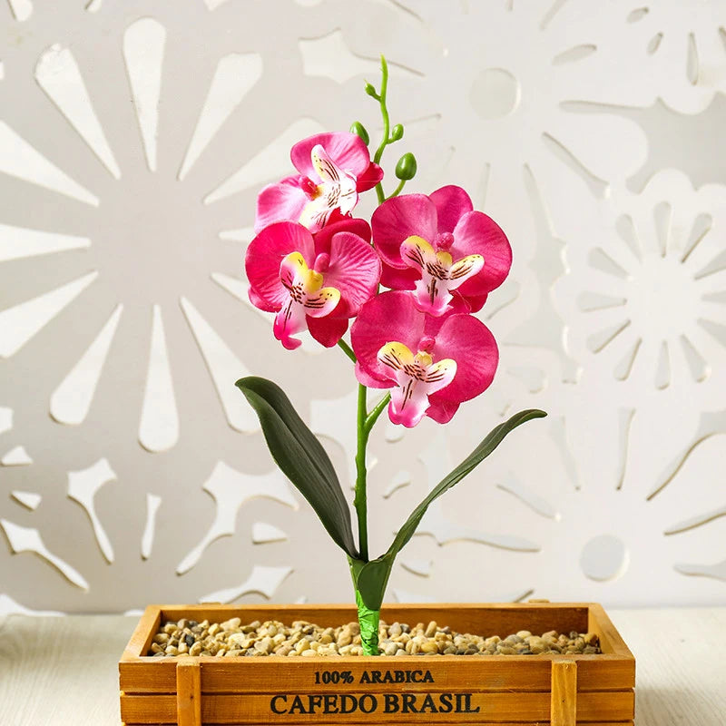 Silk Butterfly Orchid Artificial Flowers Bonsai Orchid Phalaenopsis Flower Pot Home Wedding Decoration Arrangements Fake Plants