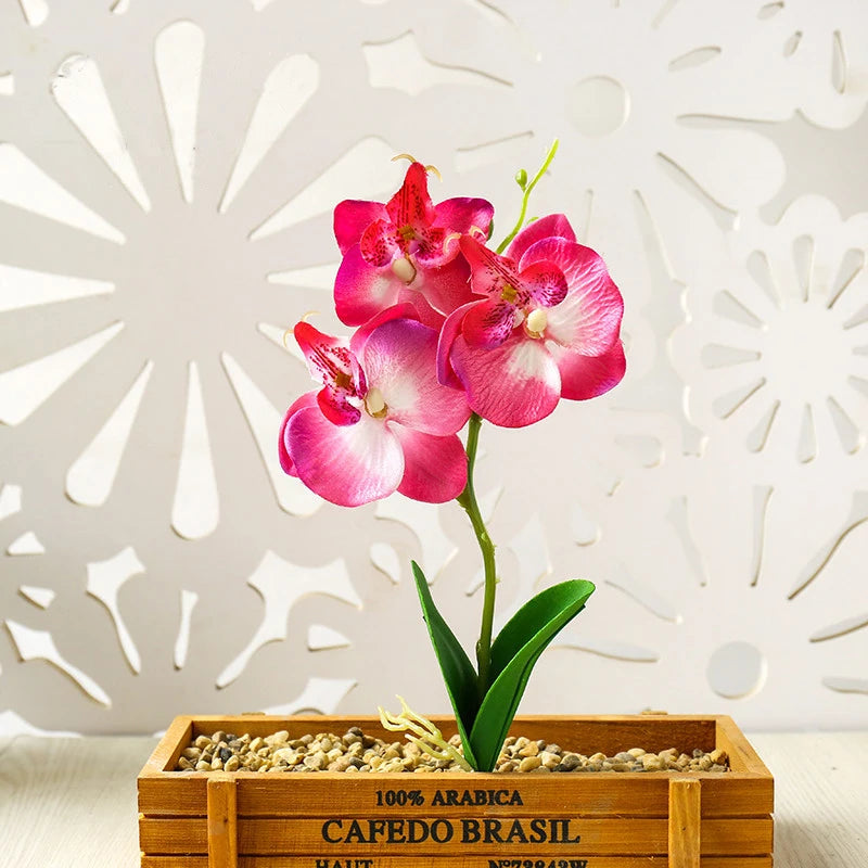 Silk Butterfly Orchid Artificial Flowers Bonsai Orchid Phalaenopsis Flower Pot Home Wedding Decoration Arrangements Fake Plants