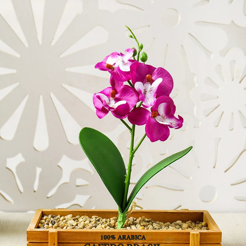Silk Butterfly Orchid Artificial Flowers Bonsai Orchid Phalaenopsis Flower Pot Home Wedding Decoration Arrangements Fake Plants