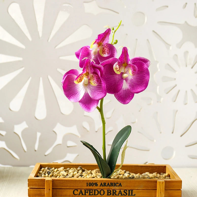 Silk Butterfly Orchid Artificial Flowers Bonsai Orchid Phalaenopsis Flower Pot Home Wedding Decoration Arrangements Fake Plants