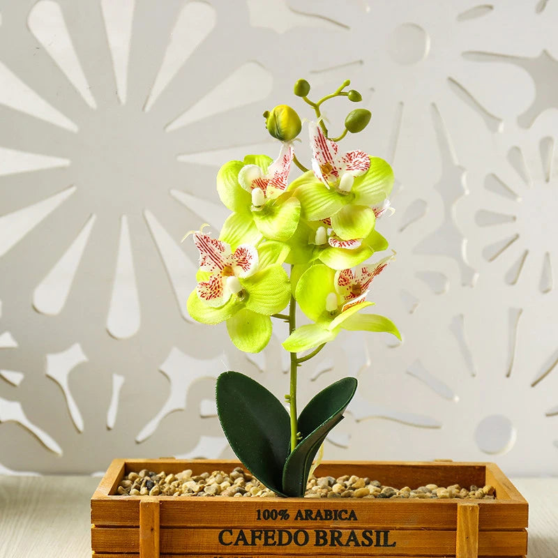 Silk Butterfly Orchid Artificial Flowers Bonsai Orchid Phalaenopsis Flower Pot Home Wedding Decoration Arrangements Fake Plants