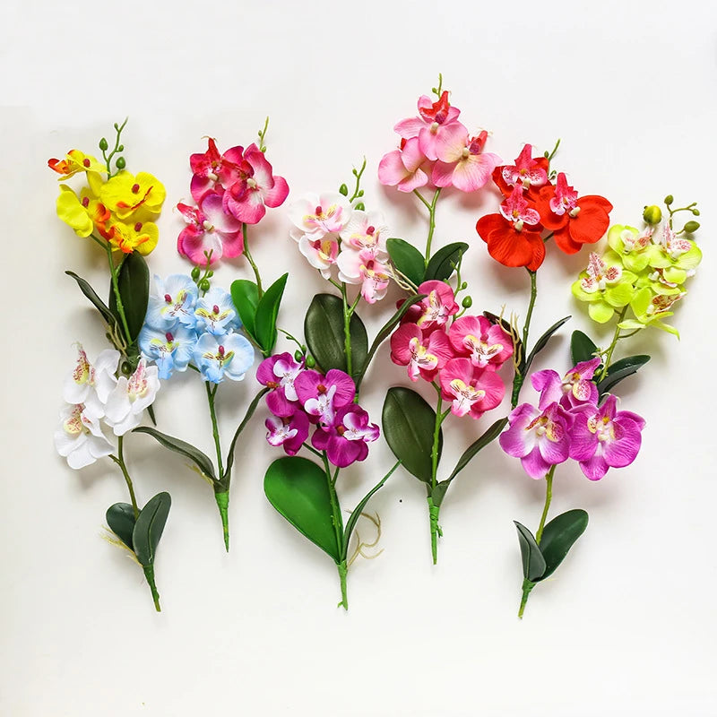 Silk Butterfly Orchid Artificial Flowers Bonsai Orchid Phalaenopsis Flower Pot Home Wedding Decoration Arrangements Fake Plants
