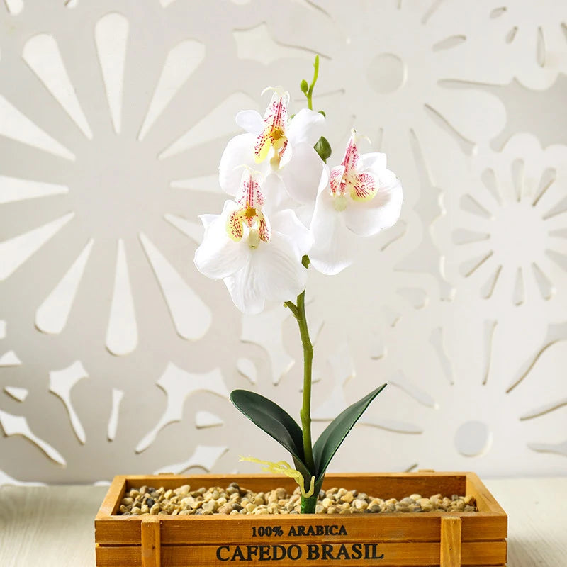 Silk Butterfly Orchid Artificial Flowers Bonsai Orchid Phalaenopsis Flower Pot Home Wedding Decoration Arrangements Fake Plants