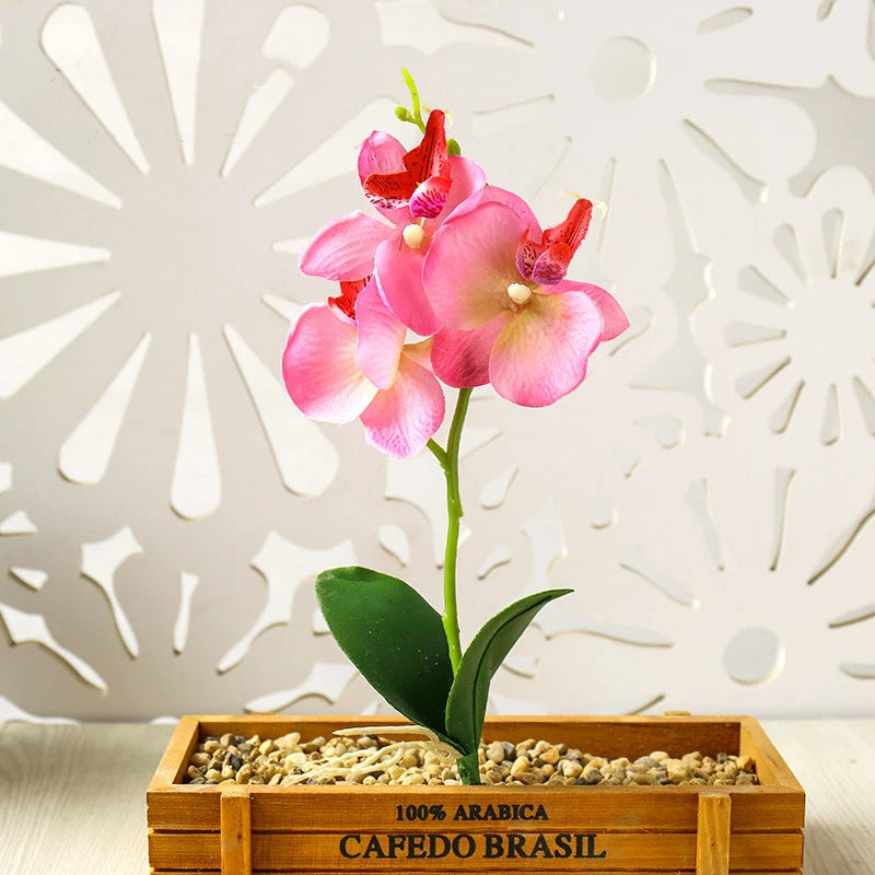 Silk Butterfly Orchid Artificial Flowers Bonsai Orchid Phalaenopsis Flower Pot Home Wedding Decoration Arrangements Fake Plants