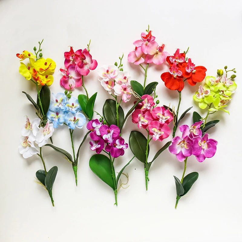 Silk Butterfly Orchid Artificial Flowers Bonsai Orchid Phalaenopsis Flower Pot Home Wedding Decoration Arrangements Fake Plants