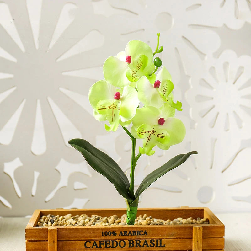 Silk Butterfly Orchid Artificial Flowers Bonsai Orchid Phalaenopsis Flower Pot Home Wedding Decoration Arrangements Fake Plants