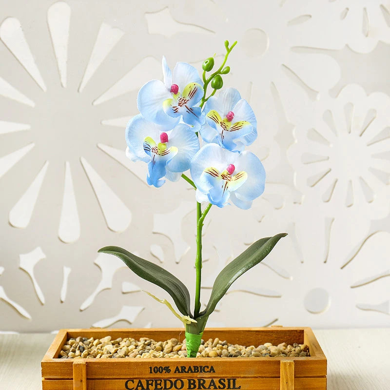 Silk Butterfly Orchid Artificial Flowers Bonsai Orchid Phalaenopsis Flower Pot Home Wedding Decoration Arrangements Fake Plants