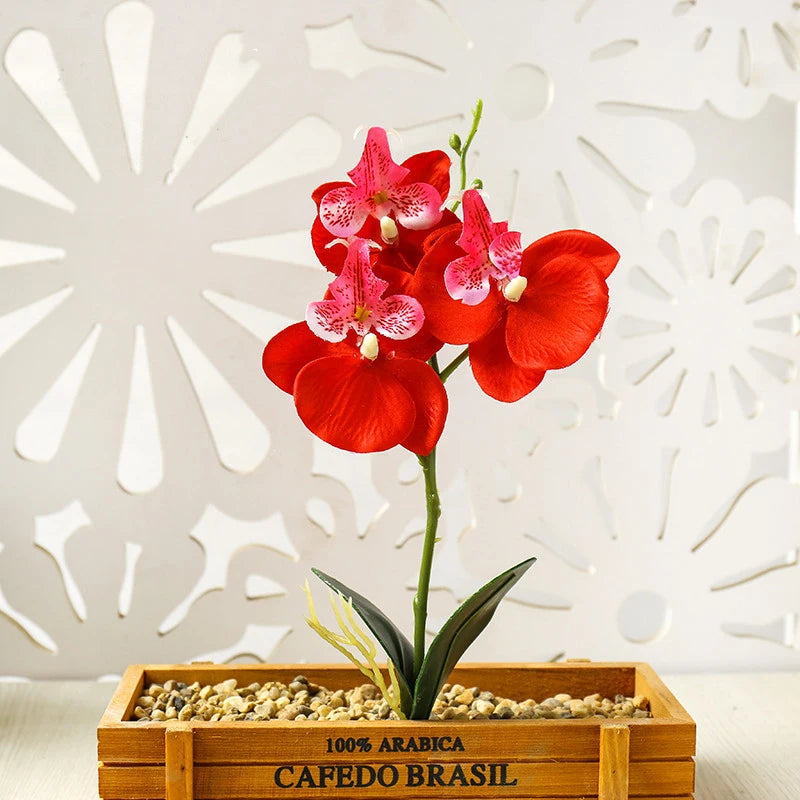 Silk Butterfly Orchid Artificial Flowers Bonsai Orchid Phalaenopsis Flower Pot Home Wedding Decoration Arrangements Fake Plants
