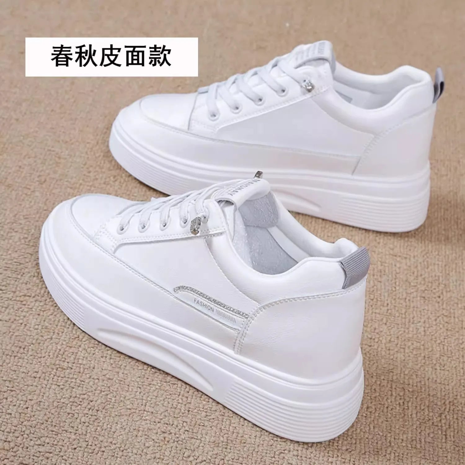 Womens 2026 Spring Summer White Platform Sneakers Inner Height Increasing Thick Sole Casual Breathable Sport Walking Shoes