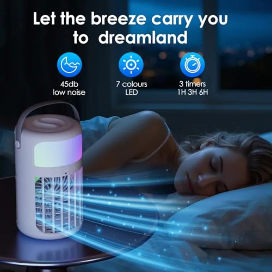 Portable Air Conditioners Powerful Evaporative Air Cooler 3-in-1 Mini Personal AC Fan with Humidifier 1500ML Tank 3 Speeds and
