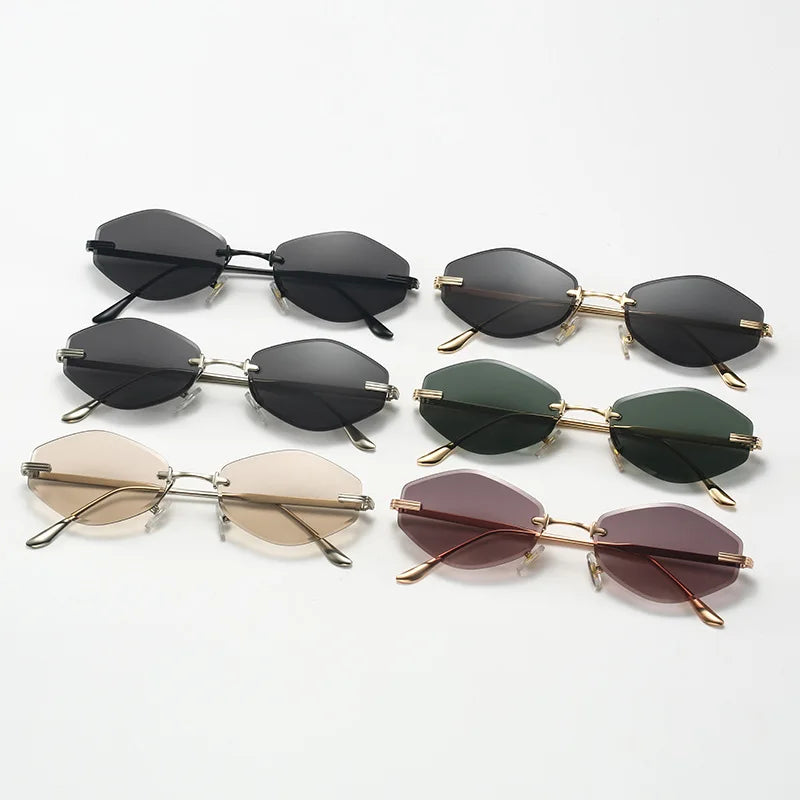 DDDLONG Retro Fashion Rimless Punk Y2k Sunglasses Women Men Sun Glasses Vintage UV400 Outdoor Shades D653