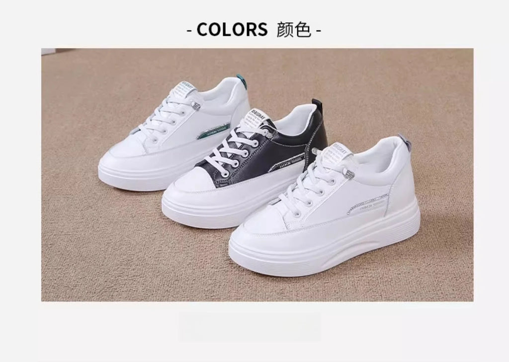 Womens 2026 Spring Summer White Platform Sneakers Inner Height Increasing Thick Sole Casual Breathable Sport Walking Shoes