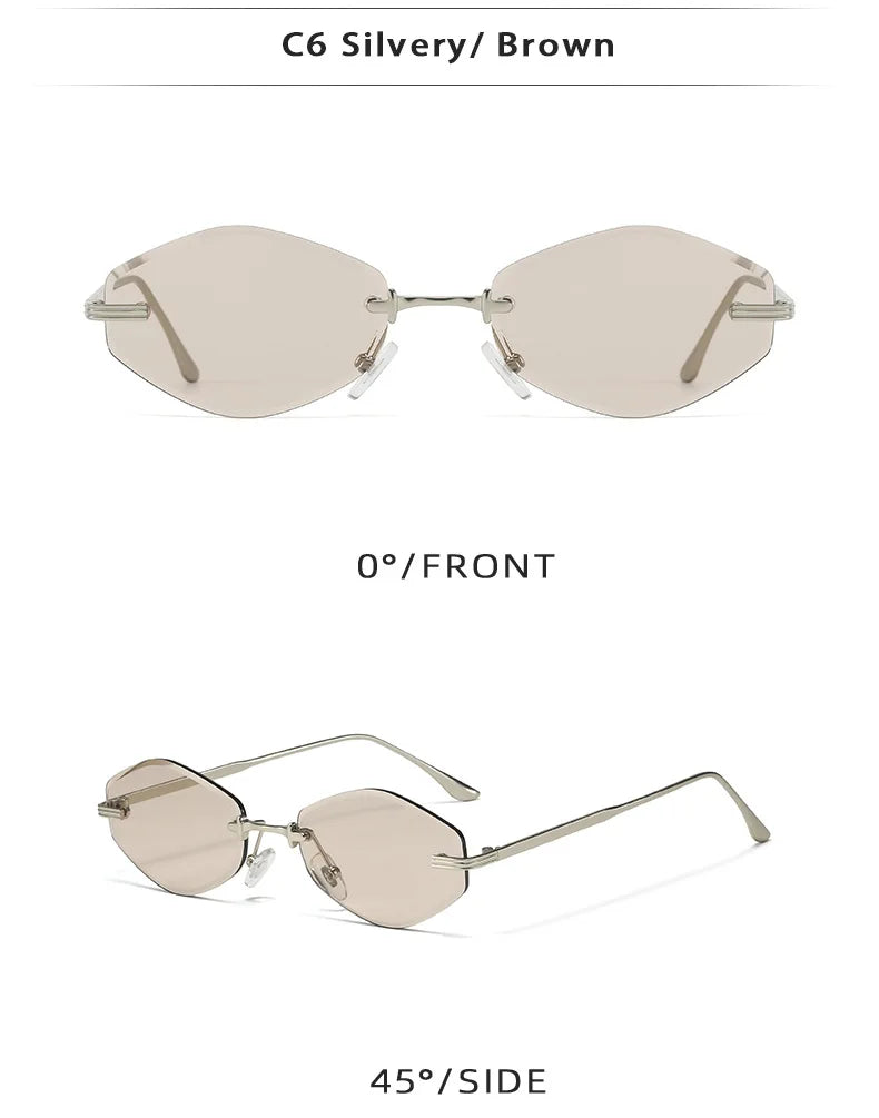 DDDLONG Retro Fashion Rimless Punk Y2k Sunglasses Women Men Sun Glasses Vintage UV400 Outdoor Shades D653