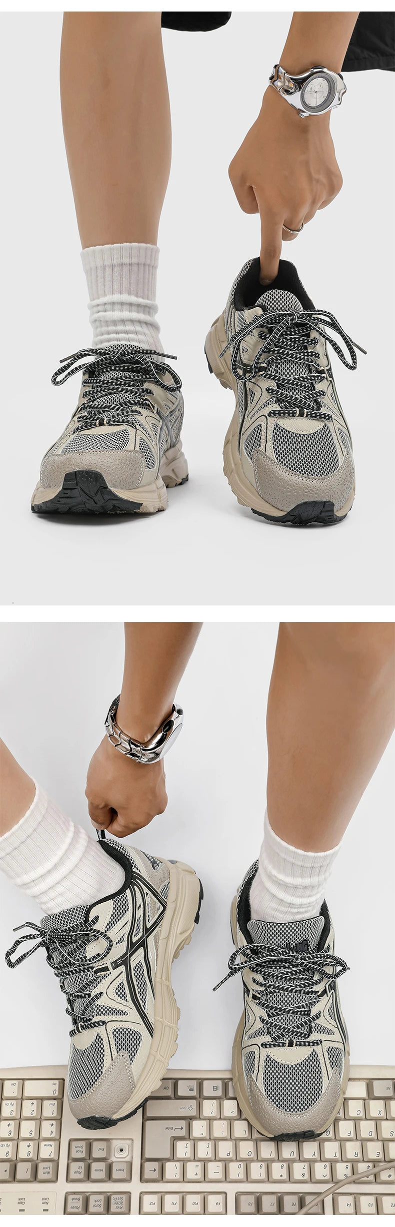 Vintage Trend Arthur Versatile Running Shoes Men's Summer Mesh Breathable Cushioning Lightweight Casual Sneakers