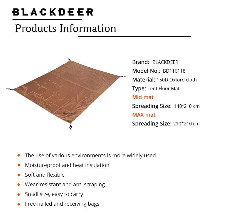 BLACKDEER Camping Wear-resistant tent Mat Ultralight Footprint Waterproof nylon Picnic Beach Blanket Camping Outdoor Tent Tarp