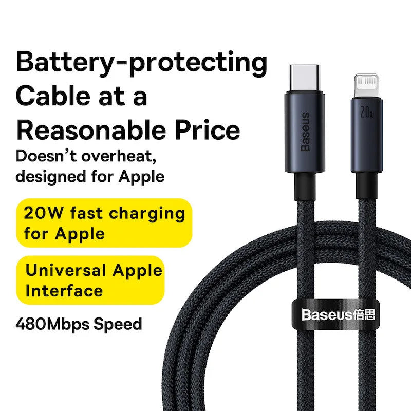 Baseus 20W USB C Cable For iPhone 14 13 12 11 Pro Max XS Xr Fast Charging Cable For iPhone iPad Wire Cord For iPad Macbook